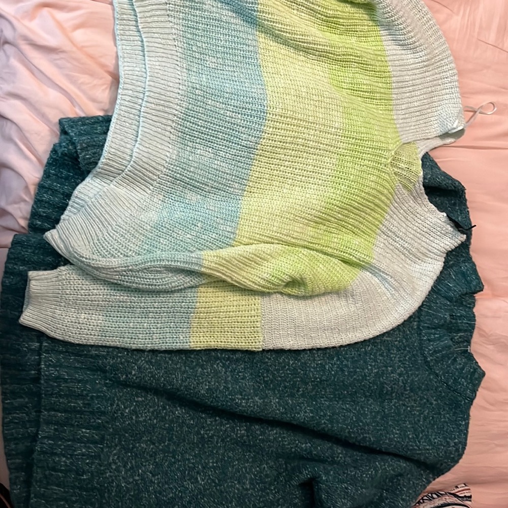 Green and Blue Sweaters